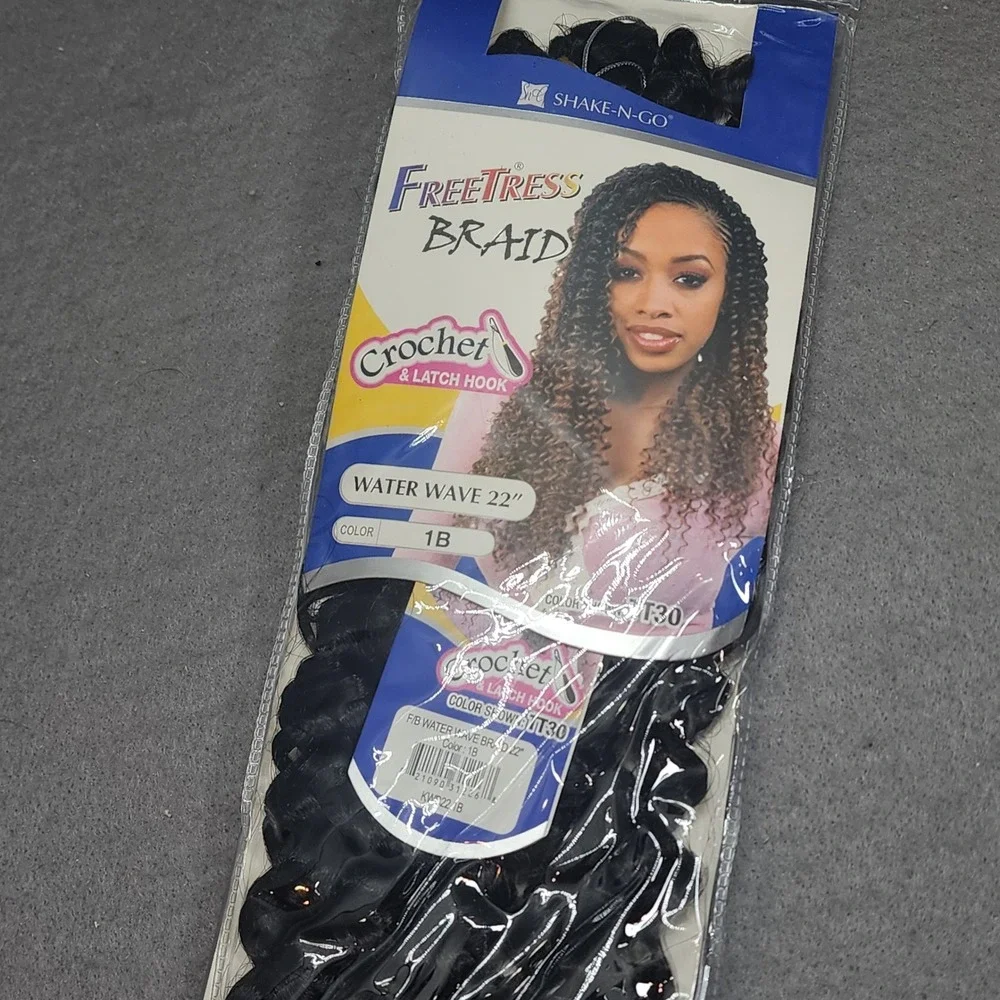 FreeTress Water Wave Braiding Hair 1B Crochet Latch Hook 22 Inch Women‎ OS